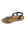 Sandali boho neri con perline, strass scintillanti e cinturino elastico sul tallone - Nero Stile B