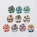Colorful enamel monstera leaf charms for bohemian DIY earring jewelry making - 10 Mixed Styles / Multicolor Mixed (Random)