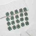 Set of green and black enamel Monstera leaf charms with golden alloy for DIY - Monstera Leaf Pendant (YJ05-04) / Gold Green Black Combo (YJ05-04)