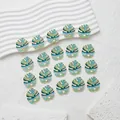 Set di ciondoli a foglia di Monstera in smalto verde e blu per gioielli e orecchini DIY - Ciondolo Foglia di Monstera (YJ05-05) / Sfumatura Strisce Verde Ciano Blu (YJ05-05)