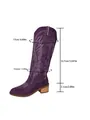 Detailed measurements of purple vintage embroidered cowboy boots with block heel - 43 / Purple