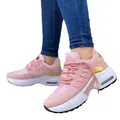 Γυναικεία ροζ αναπνεύσιμα sneakers με πλατφόρμα, αερόσολα και κορδόνια για περπάτημα - 35 / Ροζ
