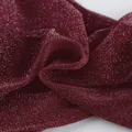 Close-up detail of burgundy sparkle fabric showing fine woven texture and glitter - S / Tops / Burgundy