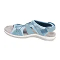 Detailed side view of light blue women's sporty wedge sandals with adjustable Velcro straps - 38 / Light Blue
