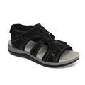 Women's black flat beach sandals featuring white stitching details and bungee cord laces - 38 / Black