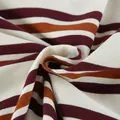 Macro view of retro color-block striped knit fabric showing detailed texture and patterns - S / Tops / Multicolor Striped