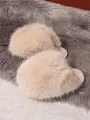 Cozy fluffy beige faux fur slippers with a stylish closed-toe design for winter warmth - 36-37 / Off White
