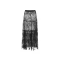 Elegant black high-waisted sheer lace maxi skirt featuring delicate floral patterns. - S / Bottoms / Black