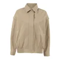 Stilvoller khakifarbener Damen-Windbreaker mit Umlegekragen und elastischem Saum, minimalistisch. - S / Oberteile / Khaki