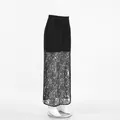 Detailansicht eines schwarzen Vintage-Spitzenrocks mit transparentem Blumenmuster - S / Schwarz