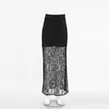 Eleganter schwarzer Spitzenrock in Maxilänge mit einem transparenten Blumenmuster - S / Schwarz