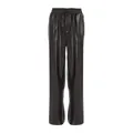 Pantalon taille haute en simili cuir mat gris foncé pour femme avec cordon de serrage - S / Bas / Gris