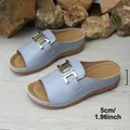 Stylish light blue wedge platform sandals featuring a chic gold metal buckle design - 38 / Light Blue