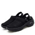 Bequeme und atmungsaktive schwarze Mesh-Clogs für Damen mit einer robusten Luftpolstersohle - 35 / Schwarz