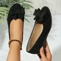 Elegant black suede-like wedge single shoes for women featuring a stylish bow detail. - 38 / Black Flower