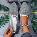 Elegant fly-knit loafers with geometric pattern and bow decoration for casual wear - 38 / White Small Grid