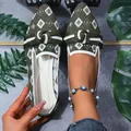 Stylish army green knit pointed-toe flats with white bow accent and geometric diamond pattern - 38 / Green Checkerboard