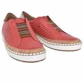 Women's red slip-on loafers with thick sole and perforated design for comfort - 35 / Red