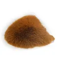 Close-up of brown fluffy faux fur slipper showing soft texture and cozy winter design - Turmeric