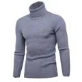 Classico maglione a collo alto grigio da uomo, pullover slim fit autunno inverno - Grigio scuro
