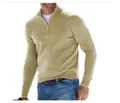 Elegant premium men's slim fit cashmere half-zip long sleeve pullover sweater in sand - 3XL / Tops / Dark Khaki