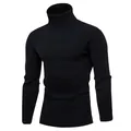 Elegante maglione dolcevita nero da uomo con maglia a coste per l'autunno e l'inverno - Taglia M / Top / Nero
