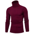 Elegante maglione a collo alto bordeaux per uomo con maglia a costine sottile - Taglia M / Top / Borgogna