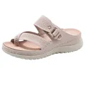 Breathable mesh platform wedge sandals for women with buckle detail and anti-slip sole - 35 / Pink