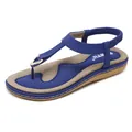 Royal blue women's beach sandals with elastic back strap and metallic T-strap detail - 35 / Blue