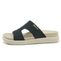 Stylish black rhinestone platform slide sandals for women with non-slip beige sole - 41 / Black