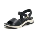 Comfortable black women's sporty platform sandals with adjustable velcro straps and thick sole - 35 / Black