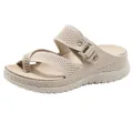Women's beige sporty platform sandal with hollow knit upper and adjustable strap - 35 / Apricot