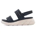 Comfortable women's platform sandals featuring black padded straps and cream chunky soles - 35 / Black