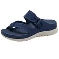 Women's dark blue sporty sandals featuring breathable knit upper and thick wedge sole - 35 / Sapphire Blue