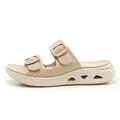 Comfortable women's beige breathable knitted platform slides featuring adjustable dual buckles - 41 / Hollow Platform Slide Sandals (M2450-11) / Apricot