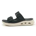 Women's breathable sports slide with black knit straps and chunky beige platform sole - 41 / Hollow Platform Slide Sandals (M2450-11) / Black