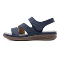 Side profile of navy blue women's casual wedge sandals with soft cushioned straps - 36 / Blue