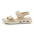 Breathable beige fly-woven platform sandals for women with adjustable velcro straps - 41 / Apricot