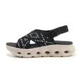 Comfortable women's fly-knit wedge platform sandals featuring a black and beige design - 35 / Black