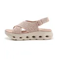 Lightweight women's pink fly-knit platform sandals with adjustable ankle strap - 35 / Pink