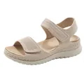 Comfortable beige women's platform sandals with breathable mesh and velcro straps - 35 / Apricot