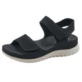 Women's sporty black platform sandals featuring adjustable velcro straps and mesh fabric - 35 / Black