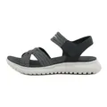 Sporty women's sandals with woven elastic straps and lightweight textured sole - 35 / Black
