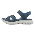 Comfortable blue women's sports sandals featuring elastic straps and a platform sole. - 35 / Sapphire Blue