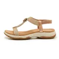 Elegant rose gold bohemian sandals with rhinestone T-strap and soft cushioned sole. - 36 / Champagne