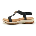 Bohemian navy blue sandals for women with rhinestones and soft non-slip sole for summer - 36 / Black