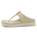 Elegant beige wedge thong sandals with gold rhinestone discs for women's summer fashion - 41 / Apricot