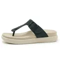 Stylish black rhinestone thong sandals featuring a comfortable thick cream platform sole - 41 / Black