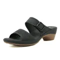 Elegant black women's wedge slide sandals with rhinestone strap and buckle detail - 35 / Rhinestone Wedge Sandals (678-4) / Black
