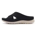 Women's comfortable black knitted cross-strap wedge slide sandals with sporty sole - 35 / Black